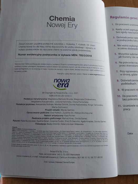 Zeszyt ćwiczeń klasa 8 Chemia  nowa era