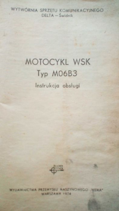 Instrukcja Obsługi do WSK, osłony gumowe, tabliczka znamionowa do WFM