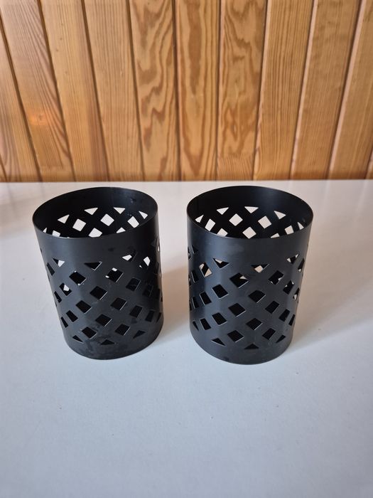 Świeczniki ażurowe czarne metal x 2 szt