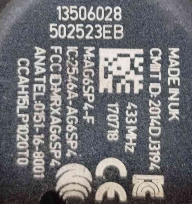 Sensor de Pressão dos Pneus 13506028 - OPEL ADAM
