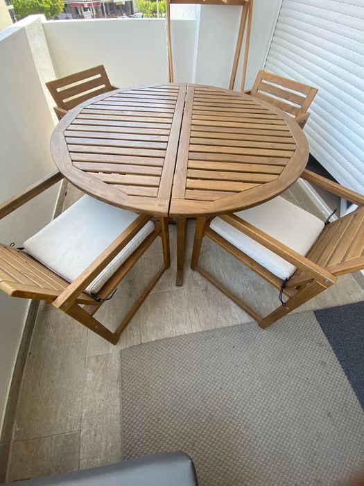 Mesa Jardim + 4 Cadeiras com Almofadas IKEA | Outdoor Table Set + 4 Chairs with Cushions IKEA