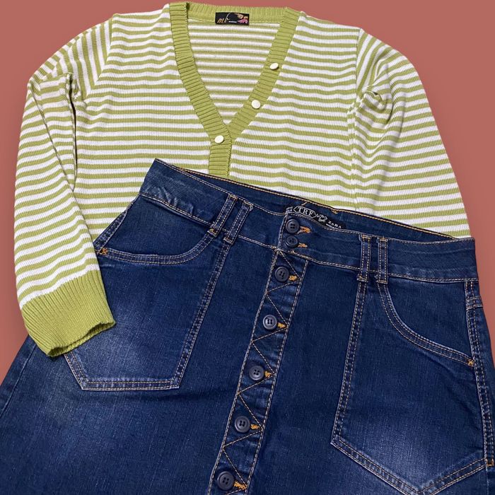 Conjunto saia ganga e camisola malha