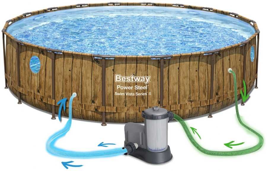 Basen stelażowy 488x122 cm Bestway Swim Vista Series II zestaw 12w1