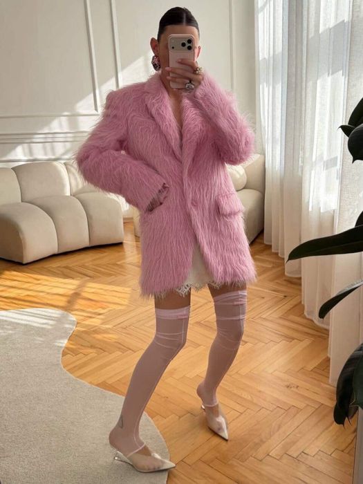 Шуба з штучного хутра чорна