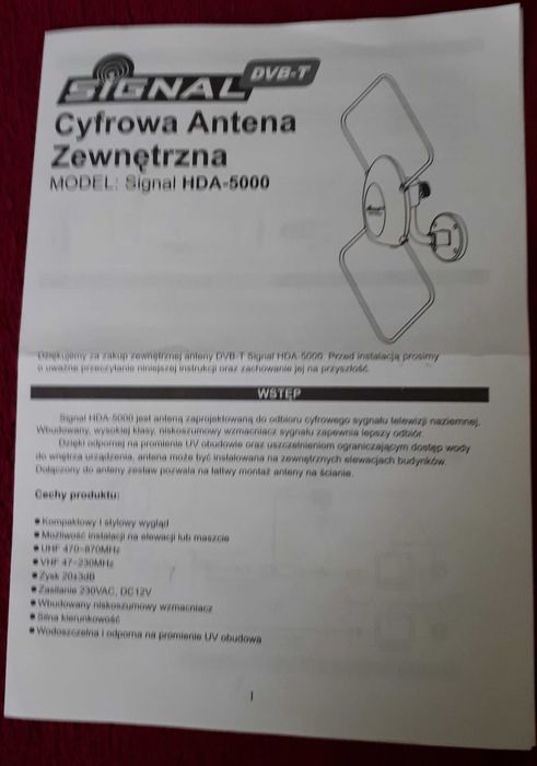Cyfrowa antena zewnętrzna Model: Signal HDA-5000