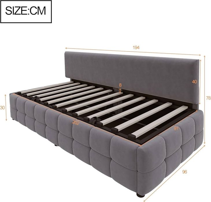 Łóżko tapicerowane 90x200 cm ze schowkiem hydraulicznym