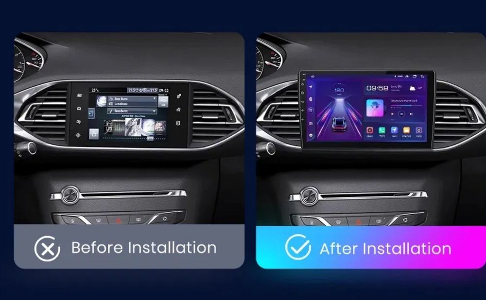 Rádio android HD Peugeot 308 T9 (2013-2017) com android auto e apple carplay encaixe direto no carro