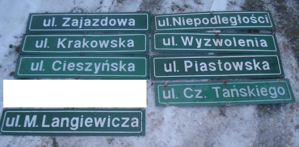 Stare tablice metalowe prl ulice szyldy