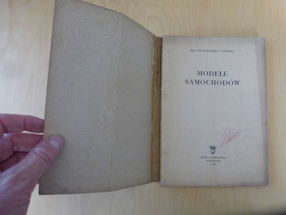 Modele samochodów. J.K. Janowski Biblioteka Młodego Technika 1952 PRL