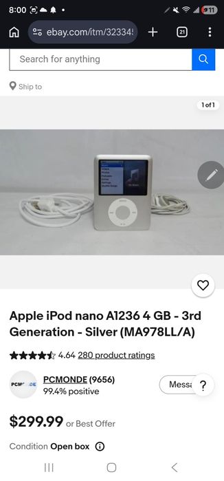 Apple iPod NANO 3 GEN A1236 4GB