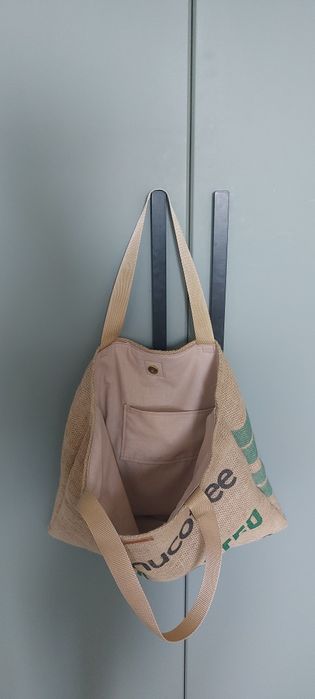 Torebka, torba z worka jutowego po kawie Handmade