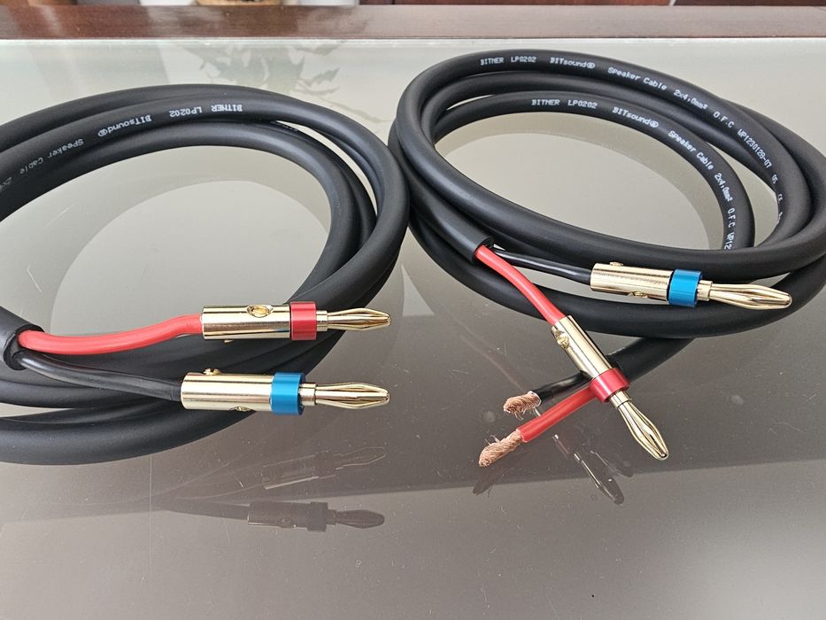 Nowy kabel przewod głosnikowy Bitner 2x2m 2x4,0mm² + 4 wtyki banan
