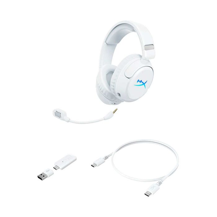 Бездротова гарнітура HyperX Cloud Flight 2 White (B5VC5AA) RGB 2,4 ГГЦ Bluetooth 5.4 звук 7.1