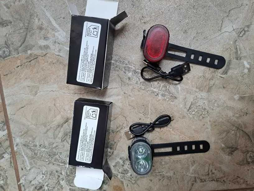 Kit de Iluminação LED para Bicicleta –Luzes Frontal + Traseira