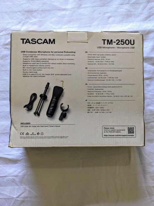 Мікрофон TASCAM TM-250U з фільтром та екраном у комплекті