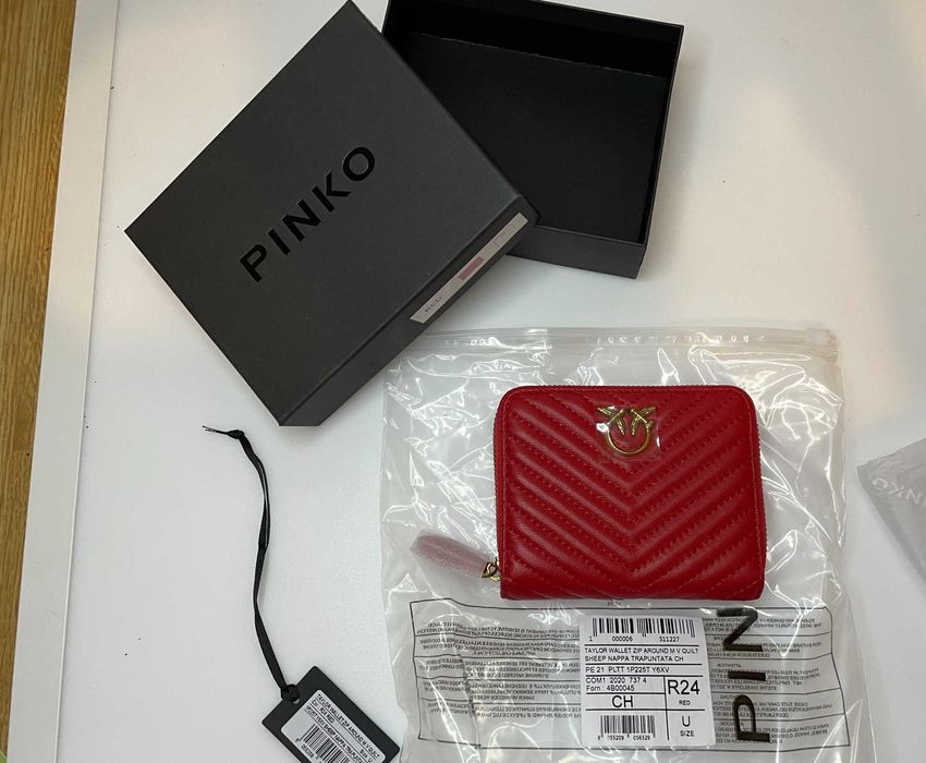 portfel pinko taylor wallet zip around m v quilt czerwony