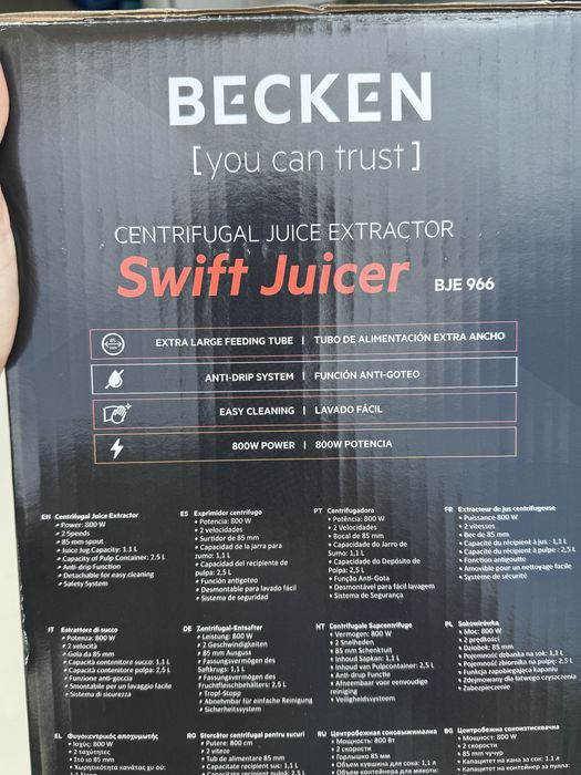 Centrifugadora Becken Swift Juicer (800W) - Como Nova