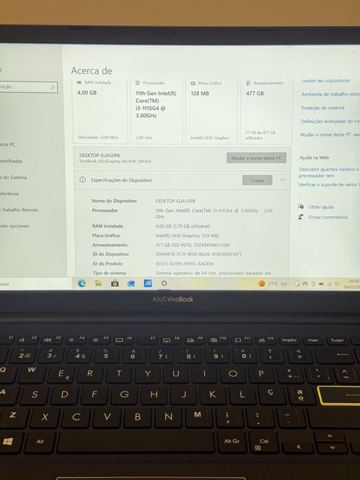 ASUS VivoBook 14 Slim | Intel i3 11ª Ger | SSD 512GB NVMe