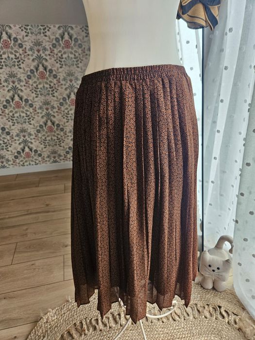 Vintage komplet damski retro spódnica i koszula brązowy XL