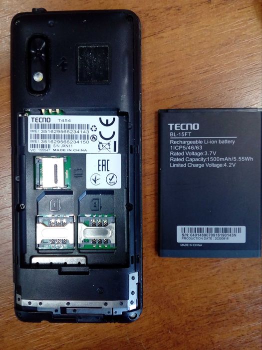 Мобильный телефон, кнопочный, моноблок TECNO T454, две SIM