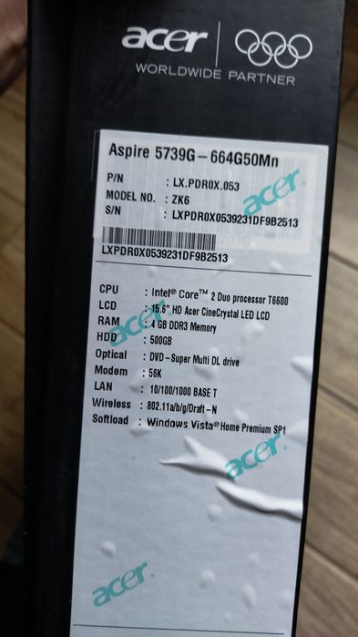 Продам ноутбук Acer Aspire 5739g б/в