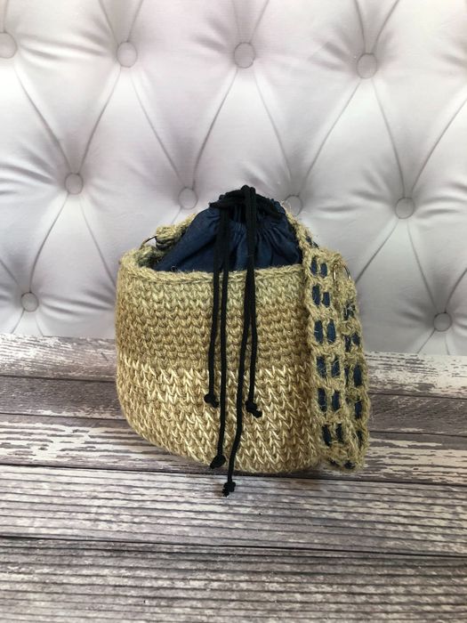 Koszyk torebka ręcznie robiony hand made o bag jeans lato pleciony
