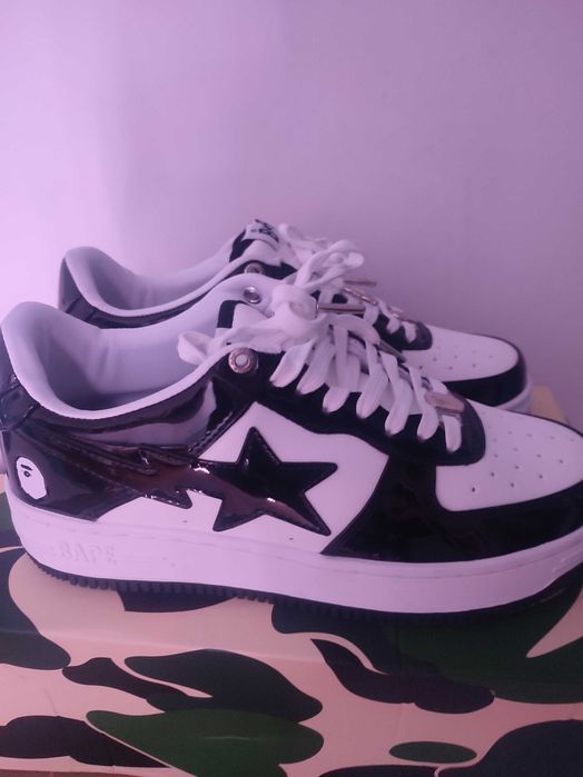 Bape Sta Patent Leather Black White