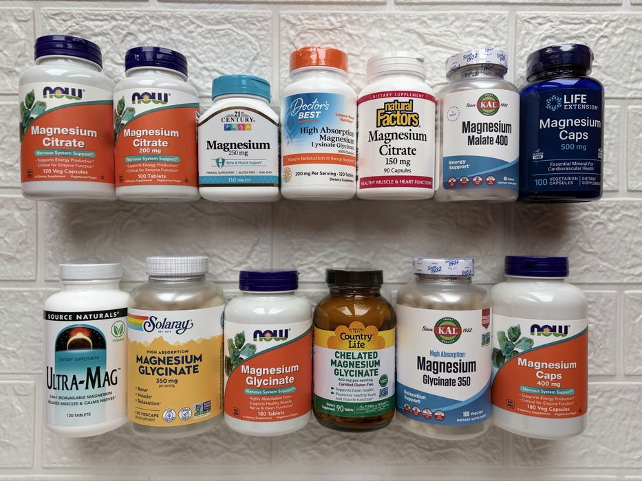 Від стресу! магній гліцинат, цитрат, малат, таурат, магне б6