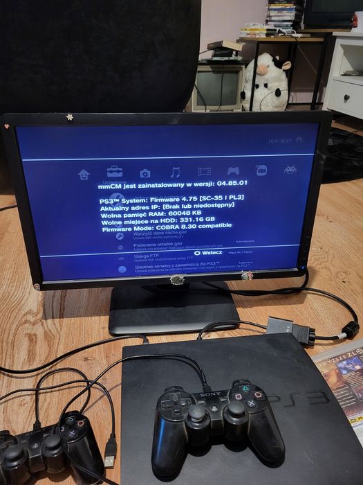 Sony PlayStation 3 slim CECH-2003B 1TB CFV Evilnat + 3 pady + 5 gier
