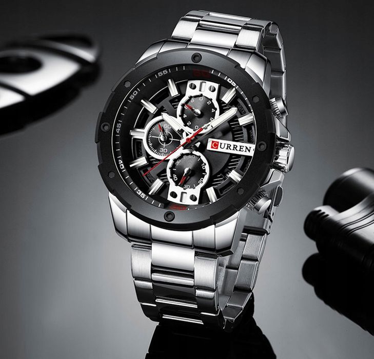 Curren Elegancki Zegarek Męski Chronograf Datownik