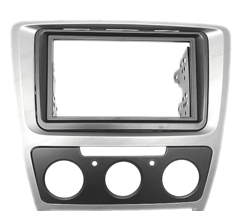 MOLDURA ADAPTADOR CINZENTA PARA RADIO 2-DIN PARA SKODA OCTAVIA 08-13 CON AIRE ACONDICIONADO MANUAL
