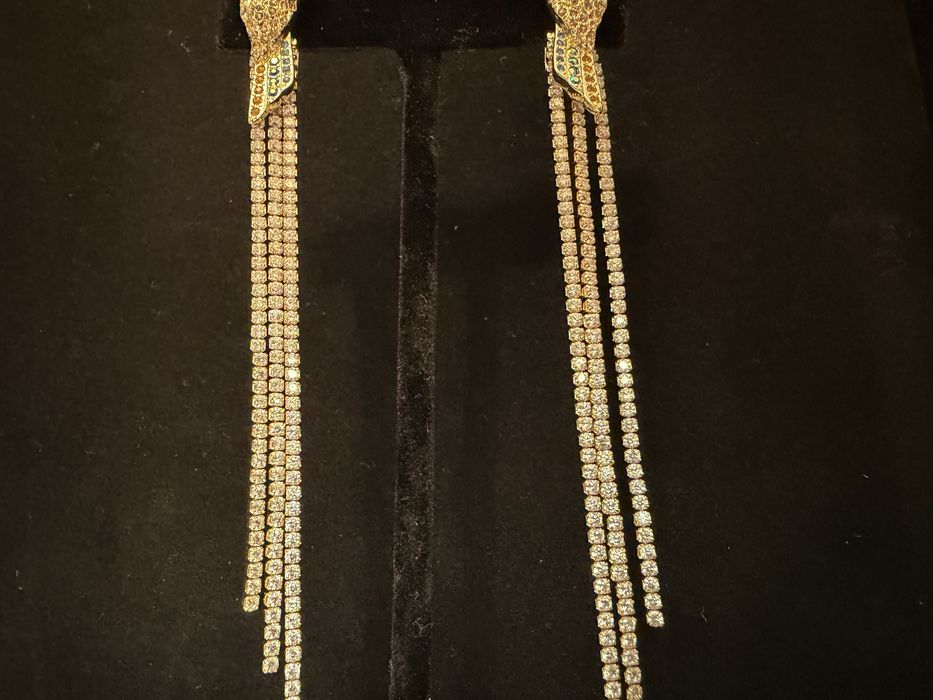 Kolczyki papugi z długimi ogonami sygn Swarovski