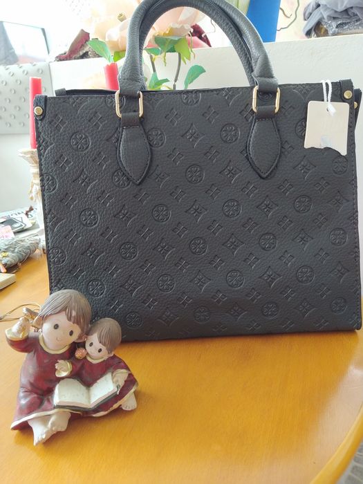 Mala cinzenta com padrão, muito elegante - Sara Moda - Nova!