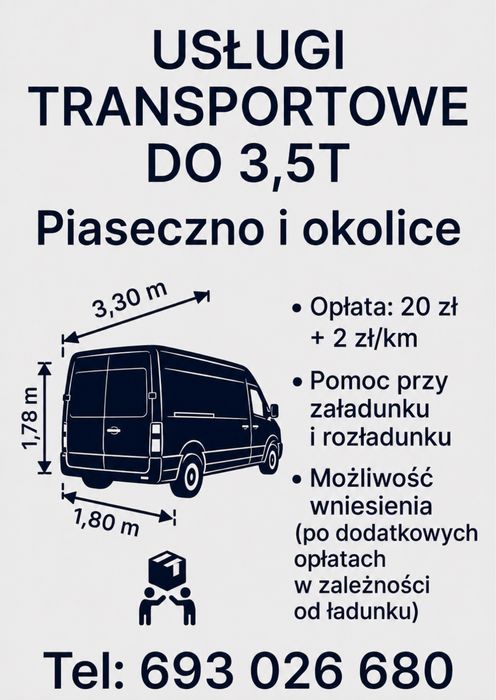 Usługi transportowe do 3,5T Piaseczno i okolice