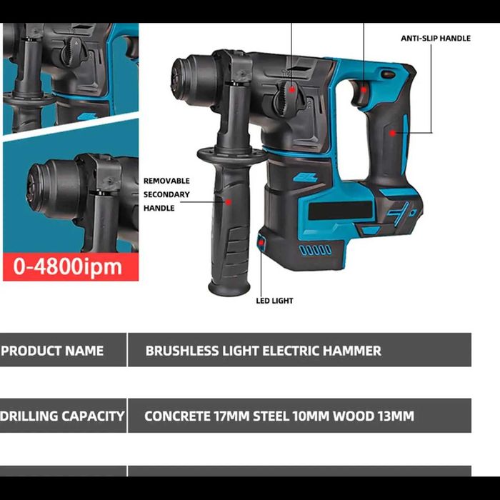 D72- Martelo berbequim a bateria para Makita, com ou sem bateria