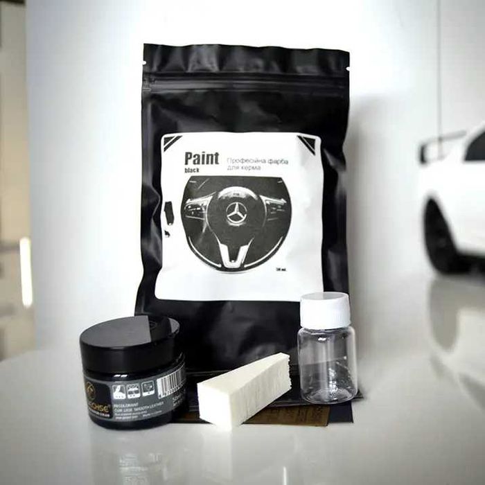 Набор для покраски кожаного руля, краска для руля черная, жидкая кожа
