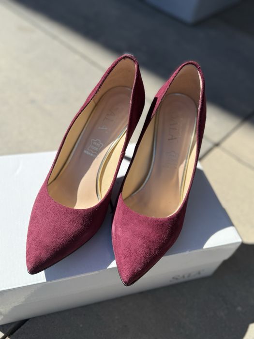 Sala buty szpilki skóra zamsz bordo 37 nowe