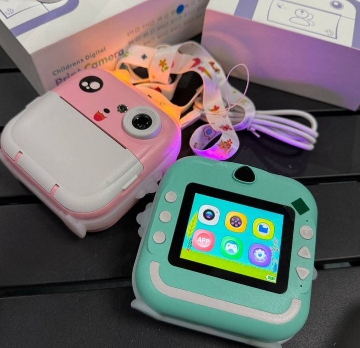 Детский Цифровой Фотоаппарат Котик с мгновенной термопечатью играми се