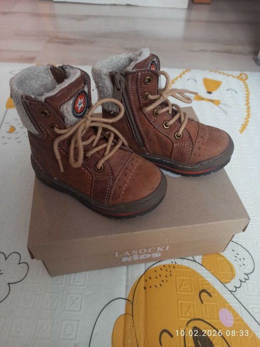 Zimowe buty dziecięce (trzewiki) Lasocki, r. 21, skóra naturalna