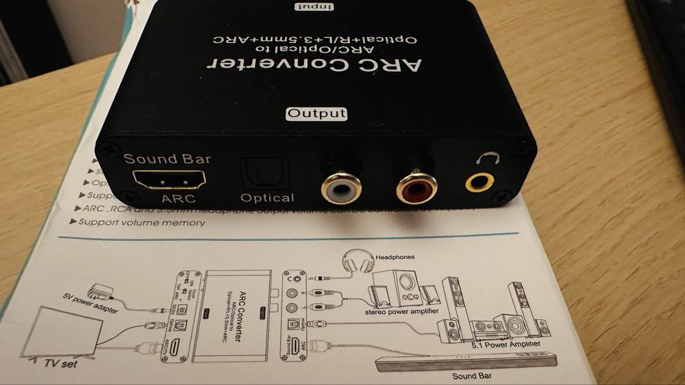 Konwerter HDMI Audio ARC lub optycznego Toslink/SPDIF do Chinch/RCA