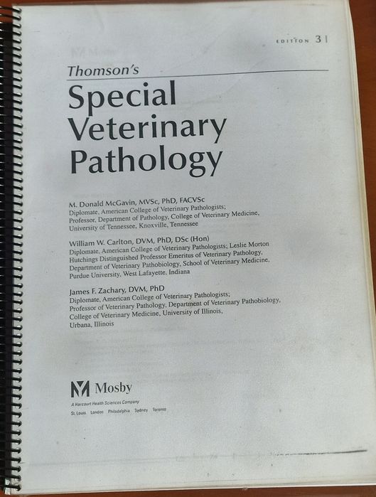Thomson Special Veterinary Pathology 3a edição
