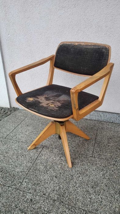 Krzesło obrotowe Ton Mid Century Design PRL Czechosłowacja do biurka
