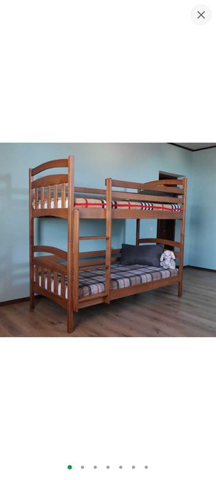 Двоярусне ліжко з натурального дерева + 2 матраци Come-for