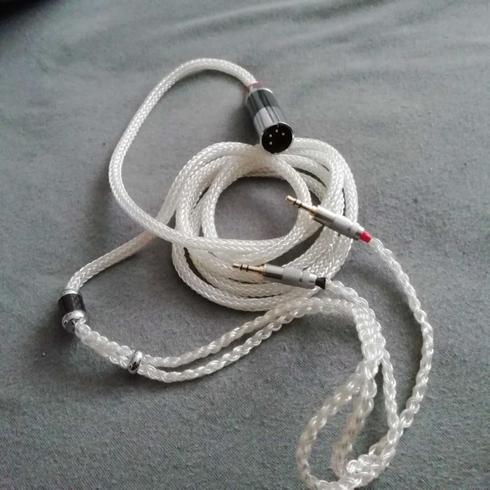 Kabel słuchawkowy XLR/ 2 x 3,5mm srebro 16 rdzeni