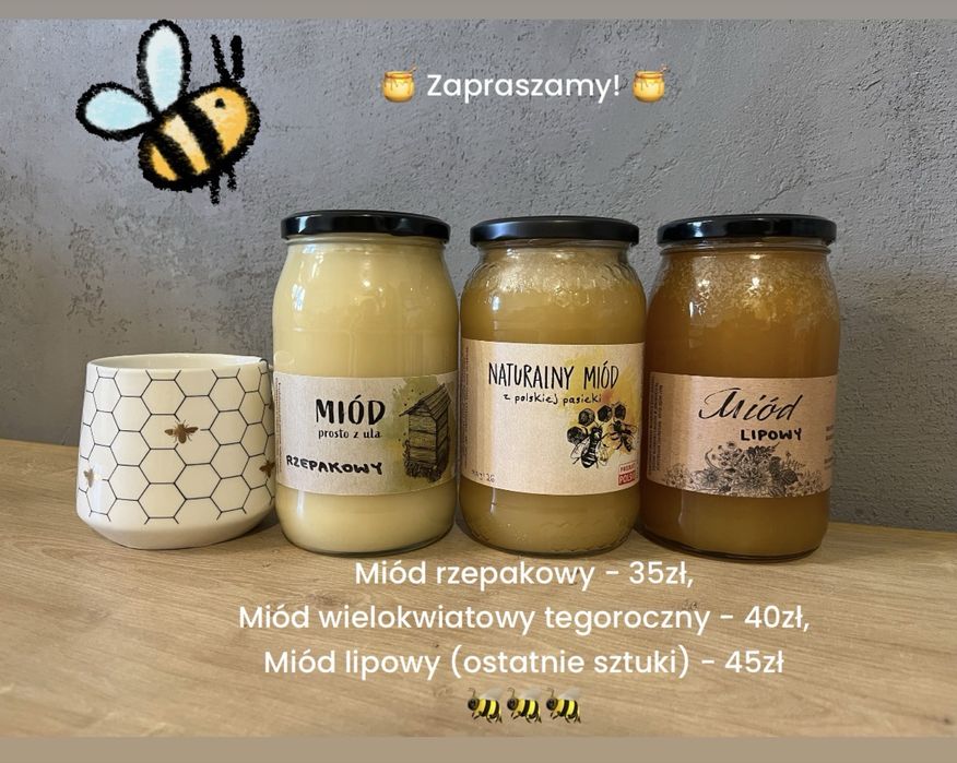 Miody 1200g z rodzinnej pasieki w Kopalinie (woj. dolnoslaskie)