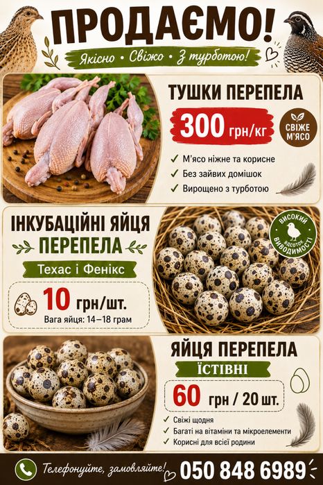 Інкубаційні перепелині яйця,