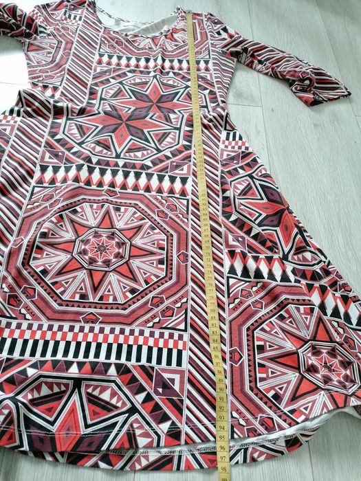 Wzorzysta sukienka geometryczne kształty bpc Bonprix Collection M 38 1