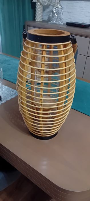 Piękny duży lampion drewniany Boho