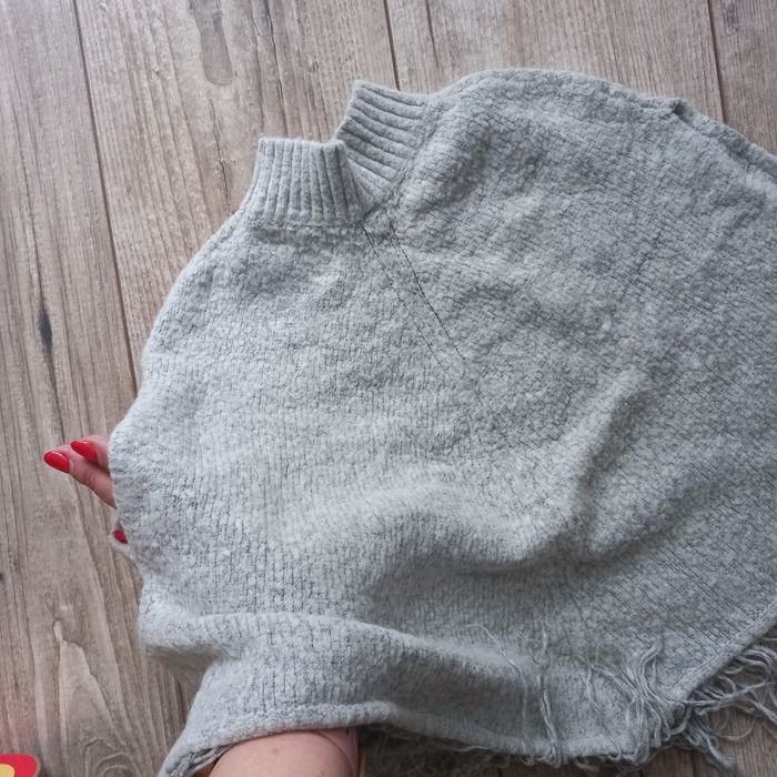 Szare ponczo poncho na 128cm 7/8 lat