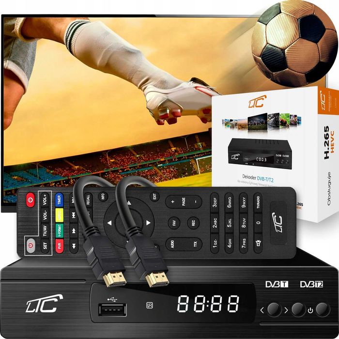 dekoder tunber TV naziemnej DVB-T2 H.265 HEVC Z USB FULL HD PILOT hdmi